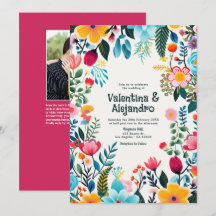 Whimsical Floral Fiesta Wedding Foto und QR Code
