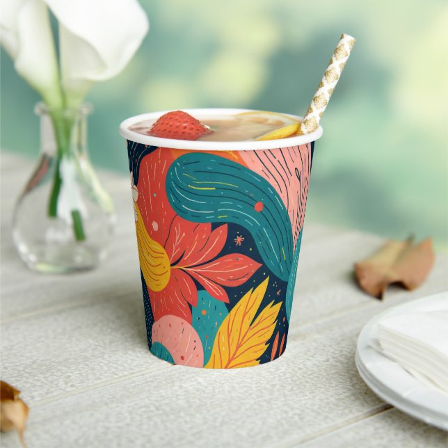 Whimsical Floral Flow Papiertasse Pappbecher (In Situ)