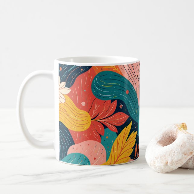 Whimsical Floral Flow Tasse (Mit Donut)