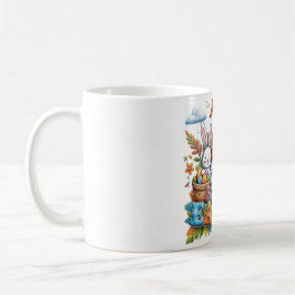 Whimsical Floral Happy Ostergnome und Bunny Kaffeetasse