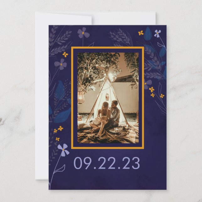 Whimsical Floral Illustration Garden Foto Hochzeit Save The Date (Vorderseite)