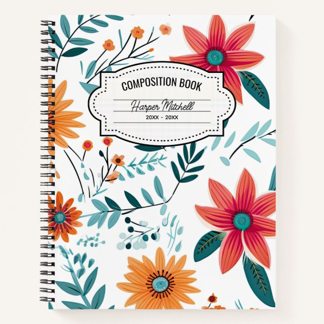 Whimsical Floral-Komposition-Notebook Notizbuch (Vorderseite)