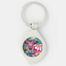Whimsical Floral Kuh Pink Teal Schwarz Personalisi
