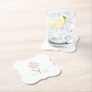 Whimsical Floral Line gezeichnet Rose Hochzeit Untersetzer