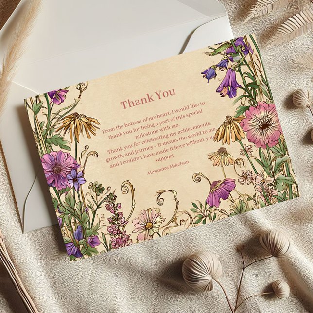 Whimsical Floral Meadow Sweet Sixteen Dankeskarte (Von Creator hochgeladen)