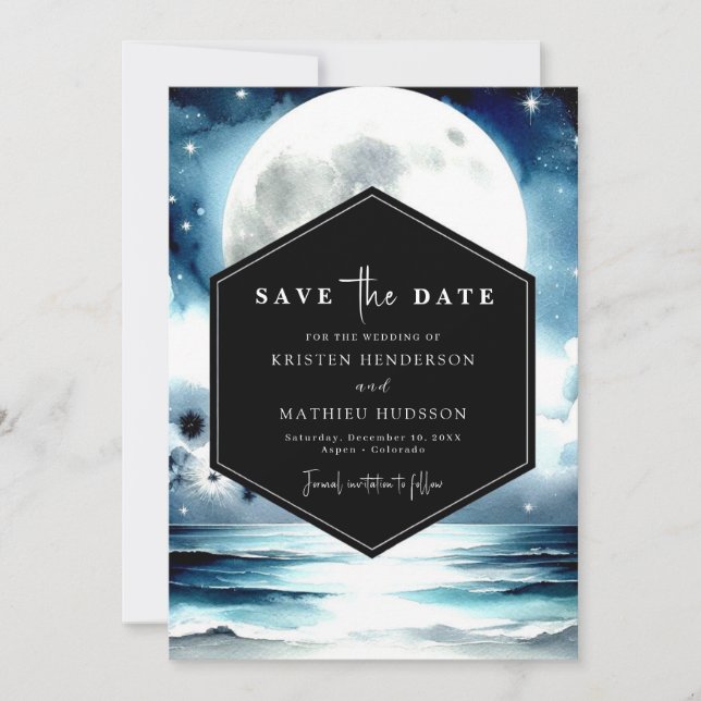 Whimsical Floral Moonlit Wedding Save The Date (Vorderseite)