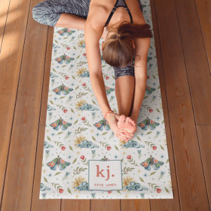 Whimsical Floral Motten Monogramm Yogamatte