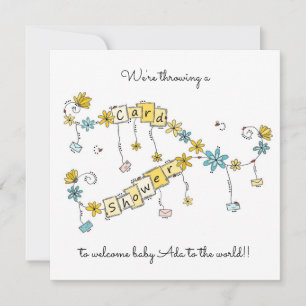 Whimsical Floral New Baby Card Dusche