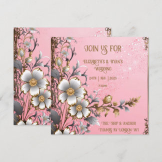 Whimsical Floral Pink Romance Einladung Hochzeit