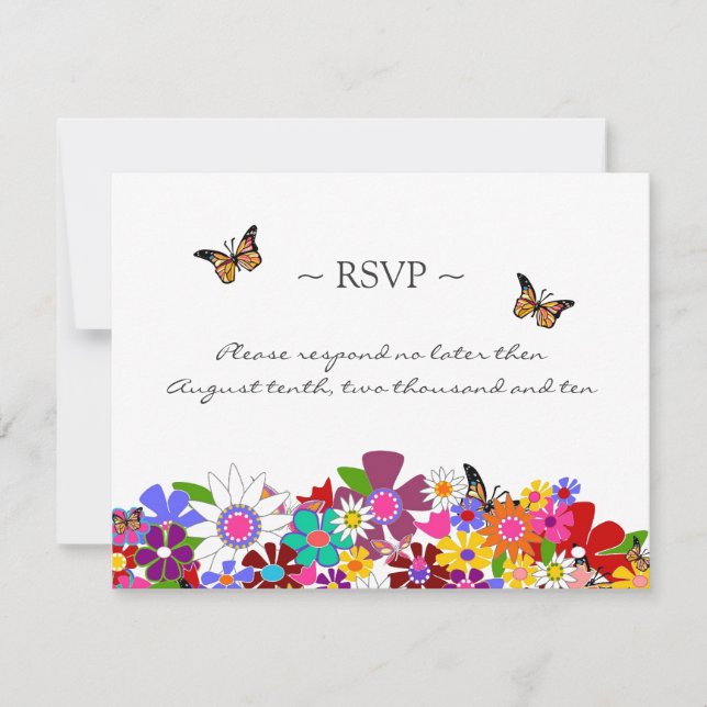 Whimsical Floral Reply Cards RSVP Karte (Vorderseite)