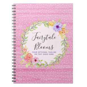 Whimsical Floral Rose & Rustic Pink Wood Girl Notizblock