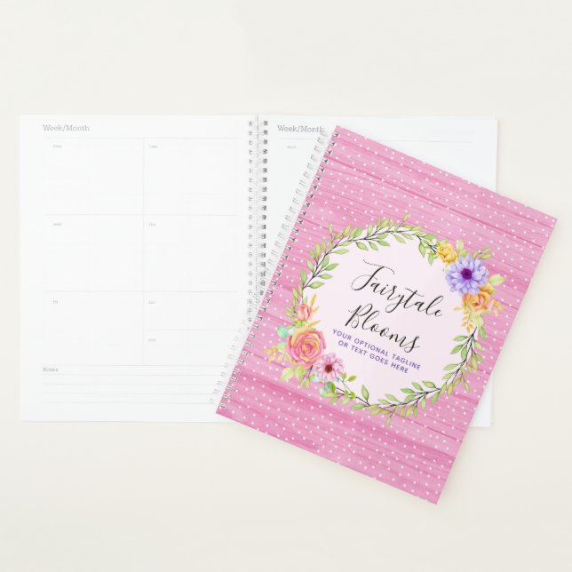 Whimsical Floral Rose & Rustic Pink Wood Girl Planer (Anzeige)