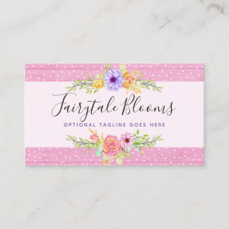 Whimsical Floral Rose & Rustic Pink Wood Girl Visitenkarte
