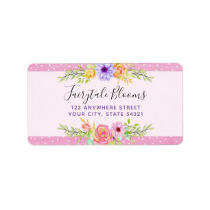 Whimsical Floral Rose & rustikal rosa Holzadresse Adressaufkleber