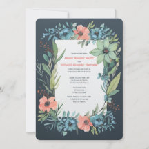 Whimsical Floral Salmon Blue Green Wedding