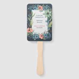 Whimsical Floral Salmon Blue Green Wedding Fächer