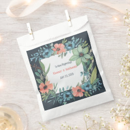 Whimsical Floral Salmon Blue Green Wedding Geschenktütchen