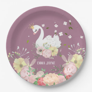 Whimsical Floral Swan Birthday Paper Teller
