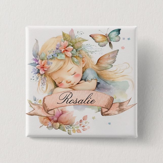 Whimsical Floral Sweet Dreams Schlafmädchen Button (Vorderseite)