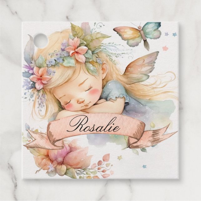Whimsical Floral Sweet Dreams Schlafmädchen Geschenkanhänger (Vorderseite)