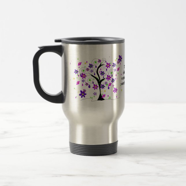Whimsical Floral Tree mit Lehrer-Sprichwort Reisebecher (Links)