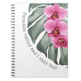 Whimsical Floral Tropical Zitat Paradies genannt Notizblock