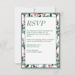 Whimsical Floral Watercolor Wedding RSVP Karte
