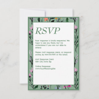 Whimsical Floral Watercolor Wedding RSVP Karte