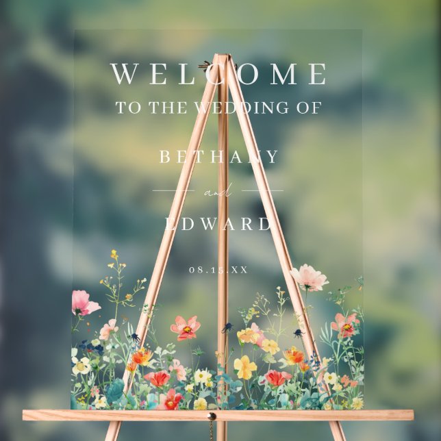 Whimsical Floral Wedding Acrylschild (Neutral)