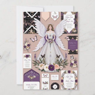 Whimsical Floral Wedding Einladung Set mit Angel