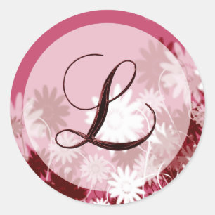 Whimsical Floral Wedding Monogram L Umschlag Aufkl Runder Aufkleber