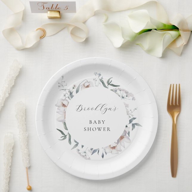 Whimsical Floral Wildblume Spring Baby Duschvorric Pappteller (Hochzeit)