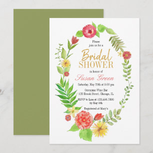Whimsical Floral Wreath Bridal Dusche Einladung