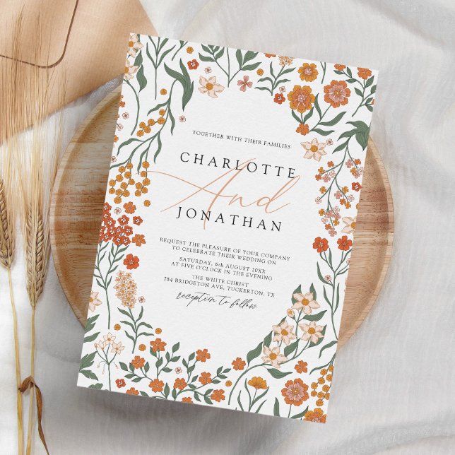 Whimsical Floral Wreath farbenfrohe Hochzeit Einladung (Von Creator hochgeladen)