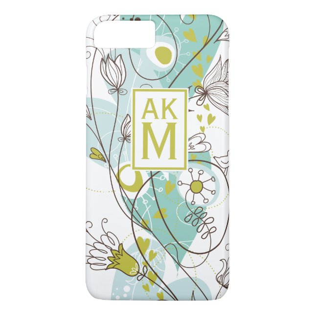 Whimsical Florals Monogram iPhone 7 Plus Fall Case-Mate iPhone Hülle (Rückseite)