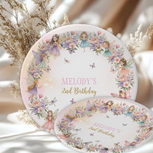 Whimsical Flower Fairy Garten 2. Geburtstag  Pappteller