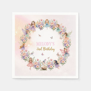 Whimsical Flower Fairy Garten 2. Geburtstag Serviette