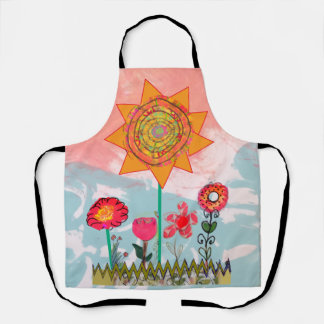 Whimsical Flowers All-Over Print Apron Schürze
