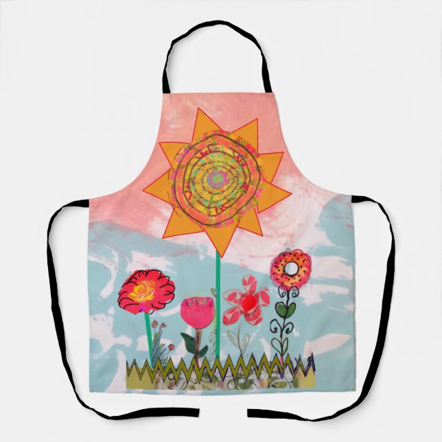 Whimsical Flowers All-Over Print Apron Schürze (Vorderseite)