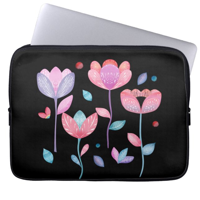 Whimsical Flowers  Laptopschutzhülle (Vorderseite)