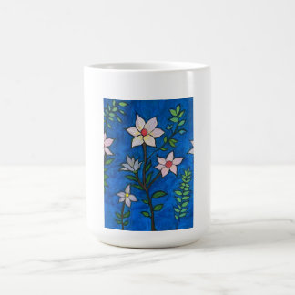 Whimsical Flowers with Blue Background  Kaffeetasse