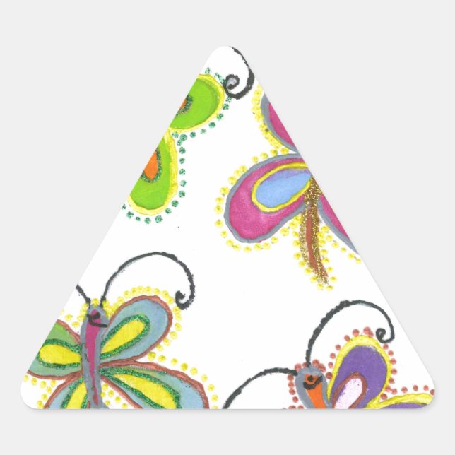 Whimsical Flügel: Atemberaubendes Schmetterlingsde Dreieckiger Aufkleber (Vorderseite)