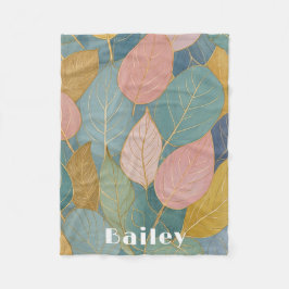Whimsical Foliage: Pastellfarben-Blätter Fleecedecke