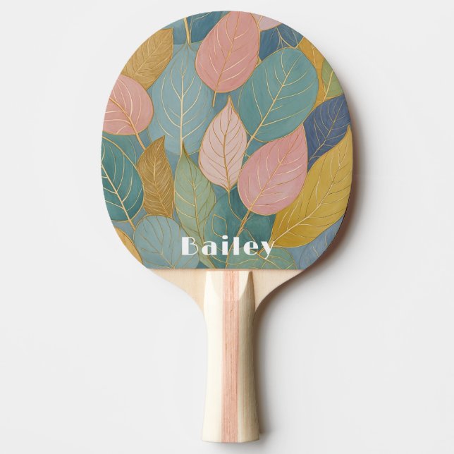 Whimsical Foliage: Pastellfarben-Blätter Tischtennis Schläger (Vorderseite)