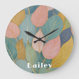 Whimsical Folies: Pastell Blätter große Uhr