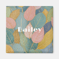 Whimsical Folies: Pastellfarben-Blätter-Magnet