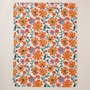Whimsical Folk Art Blume Sherpadecke