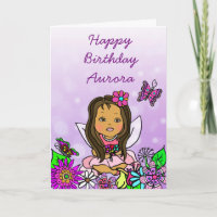 Whimsical Folk Art Fairy Girl Happy Birthday