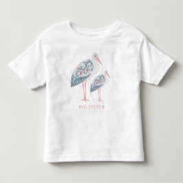 Whimsical Folk Art Storch | Big Sister Kleinkind T-shirt