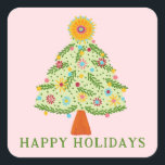 Whimsical Folk Christmas Tree CUSTOM FOTO Quadratischer Aufkleber<br><div class="desc">Der süße Baum zeichne, jemandem einen schönen Urlaub zu wünschen! Klicken Sie auf "Personalisieren", um den Text zu ändern. Karo in meinem Shop für weitere Optionen. Auch als Grußkarten, Postkarten, Geschenkpackung und digitaler Download erhältlich, um sofort per E-Mail oder SMS zu senden. Karo meinen Shop für mehr oder lass mir...</div>